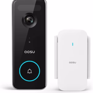 AOSU 5MP Ultra HD Wireless Outdoor Doorbell Camera with 3D Motion Detection, Enhanced Dual-Band WiFi, and 180-Day Battery Life – Compatible with Alexa & Google Assistant.